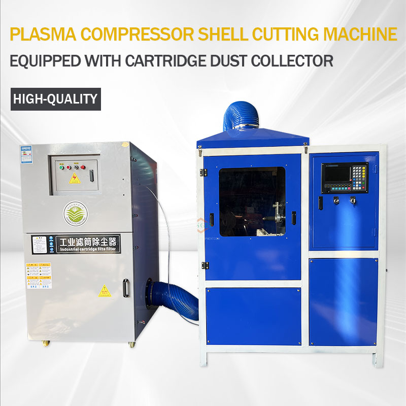 Máquina cortadora de carcasas con compresor de plasma equipada con colector de polvo de cartucho: imagen destacada