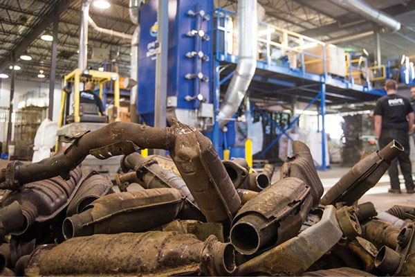 car catalytic converters on the factory ground picture